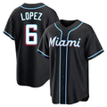 Cooneas M.Marlins #6 Otto Lopez Player Black Fashion Out Home Game Stitched Jerseys
