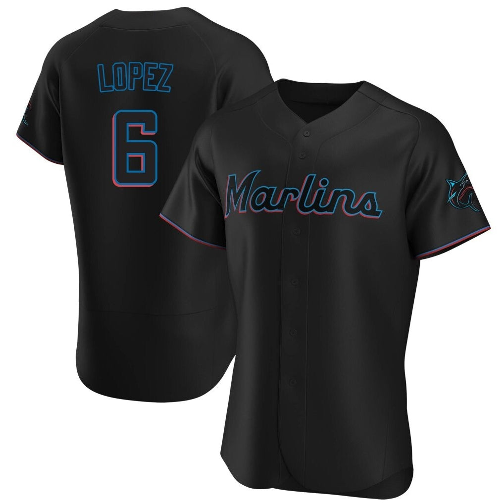Cooneas M.Marlins #6 Otto Lopez Player Black Home Limited Elite Stitched Jerseys