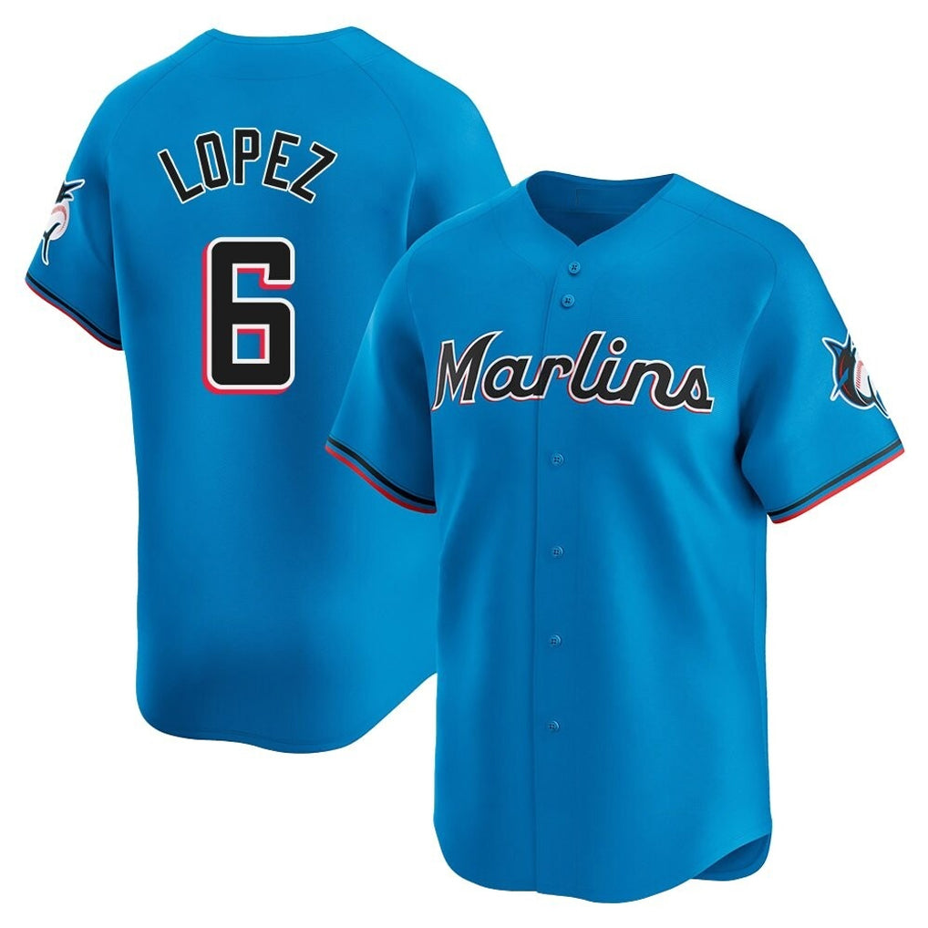 Cooneas M.Marlins #6 Otto Lopez Player Blue Home Limited Stitched Jerseys