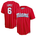 Cooneas M.Marlins #6 Otto Lopez Player Red City Connect Home Game Stitched Jerseys