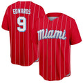 Cooneas M.Marlins #9 Xavier Edwards Player Red City Connect Home Game Stitched Jerseys