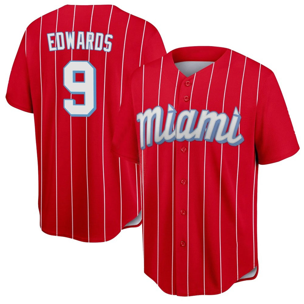 Cooneas M.Marlins #9 Xavier Edwards Player Red City Connect Home Game Stitched Jerseys