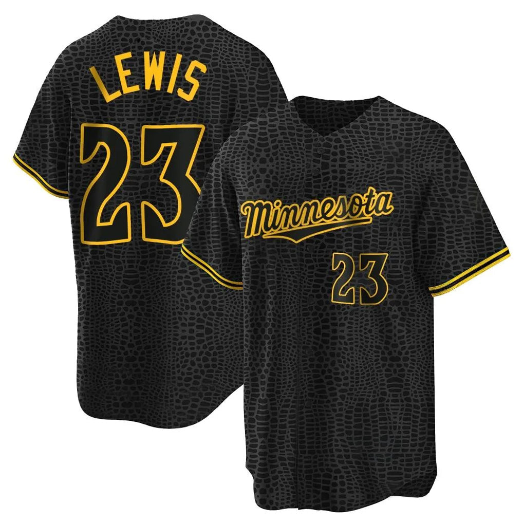 Cooneas M.Twins #23 Royce Lewis Player Black Snake Skin City Home Game Stitched Jerseys