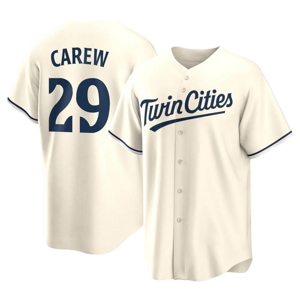 Cooneas M.Twins #29 Rod Carew Player Cream Game Limited Home Stitched Jerseys