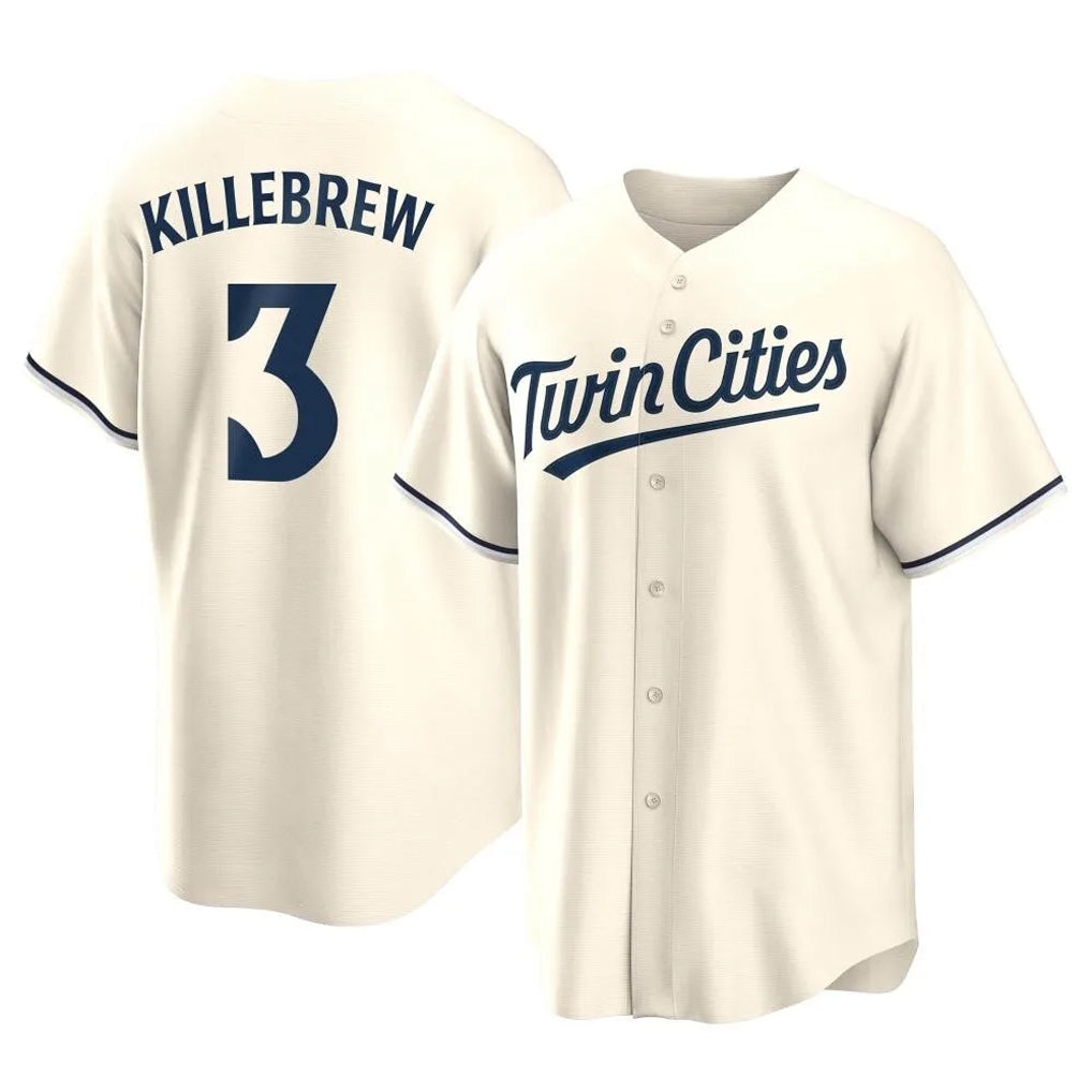 Cooneas M.Twins #3 Harmon Killebrew Player Cream Game Limited Home Stitched Jerseys