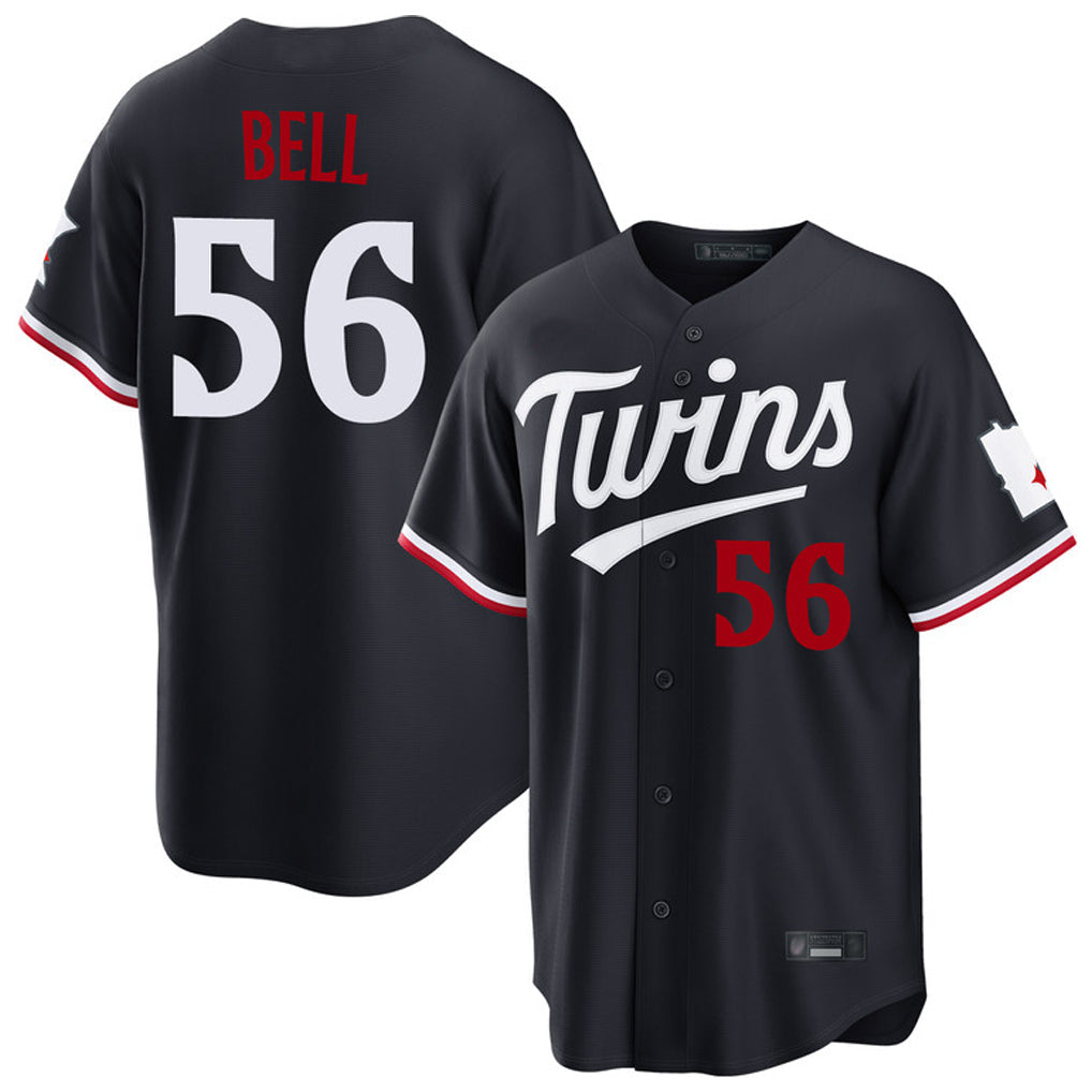 Cooneas M.Twins #56 Josh Bell Player Navy Home Game Stitched Jerseys