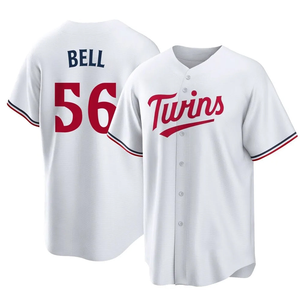 Cooneas M.Twins #56 Josh Bell Player White Home Game Stitched Jerseys