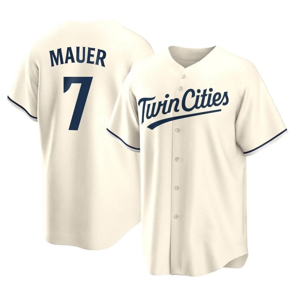 Cooneas M.Twins #7 Joe Mauer Player Cream Game Limited Home Stitched Jerseys