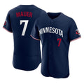 Cooneas M.Twins #7 Joe Mauer Player Navy Replica Home Limited Elite Stitched Jerseys