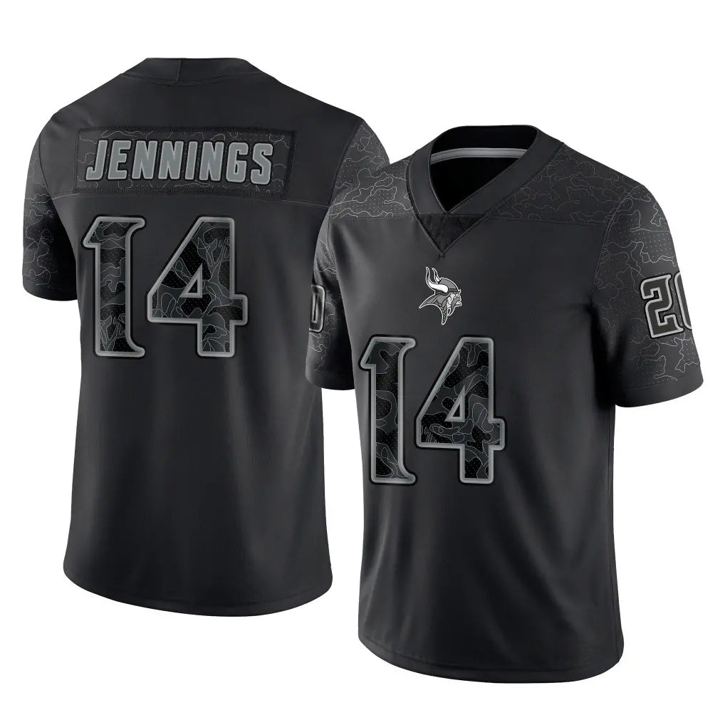 Cooneas MN.Vikings #14 Jauan Jennings Player Black Reflective LImited Home Game Stitched Jerseys