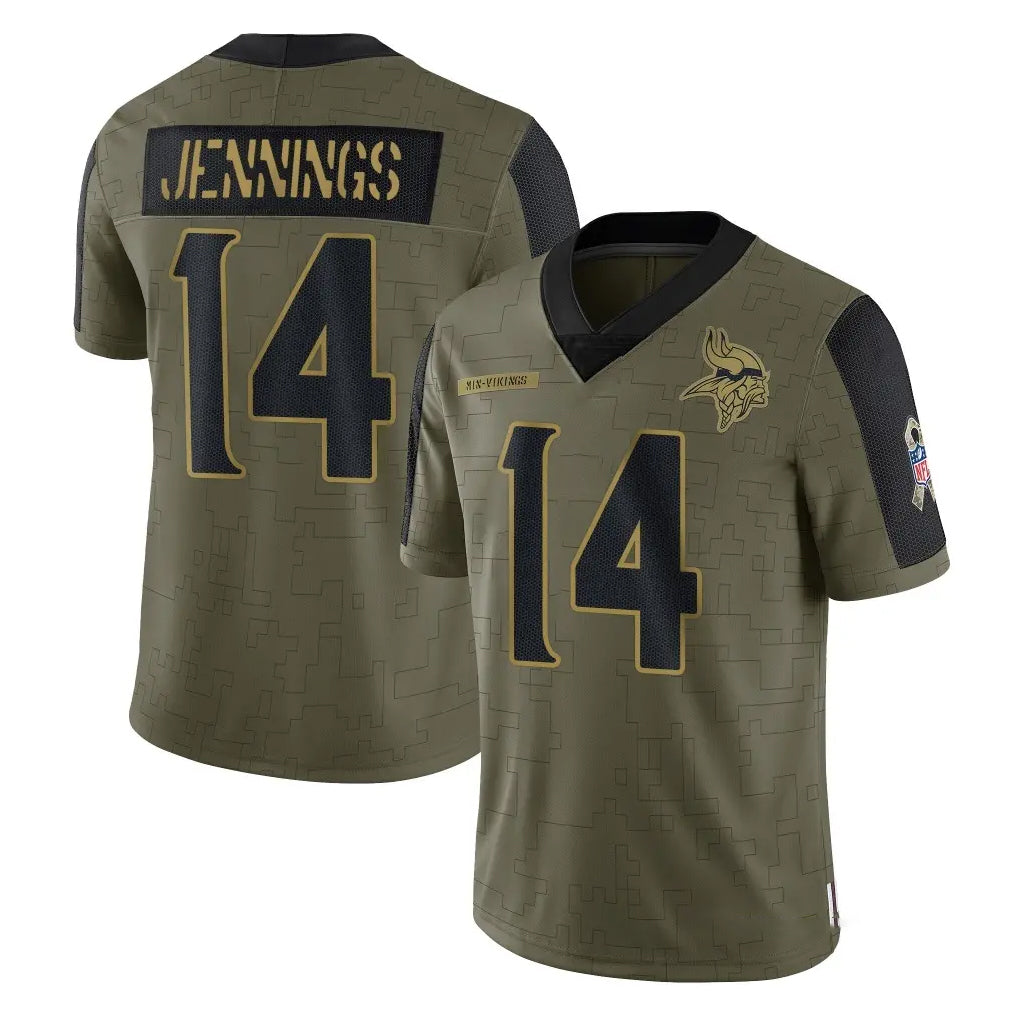 Cooneas MN.Vikings #14 Jauan Jennings Player Olive Salute To Service Limited Game Stitched Jerseys