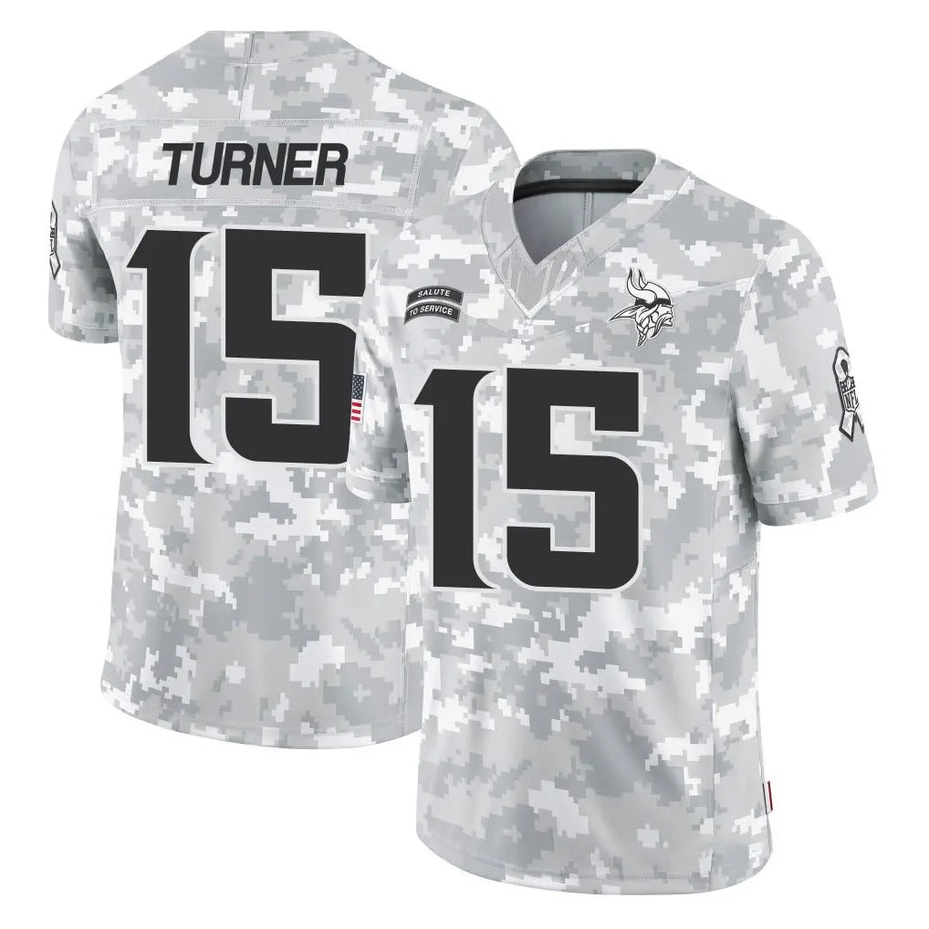Cooneas MN.Vikings #15 Dallas Turner Player Arctic Camo Salute To Service Limited Game Stitched Jerseys