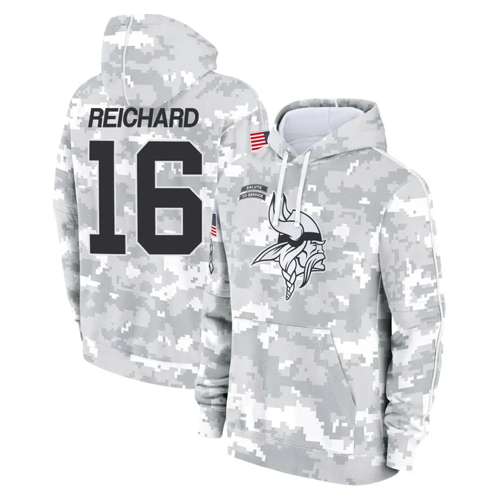 Cooneas MN.Vikings #16 Will Reichard Player Arctic Camo Salute to Service Pullover Hoodies Limited Game Stitched Jerseys