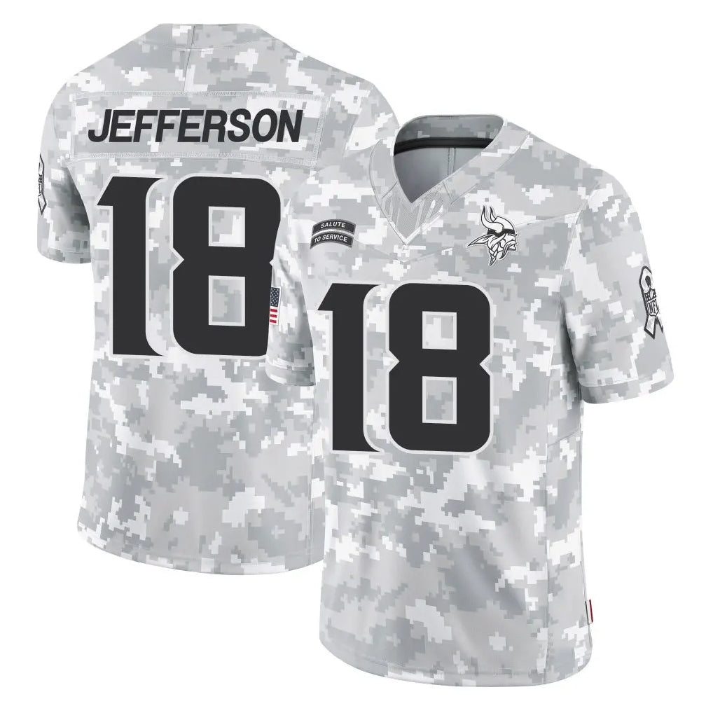 Cooneas MN.Vikings #18 Justin Jefferson Player Arctic Camo Salute To Service Limited Game Stitched Jerseys