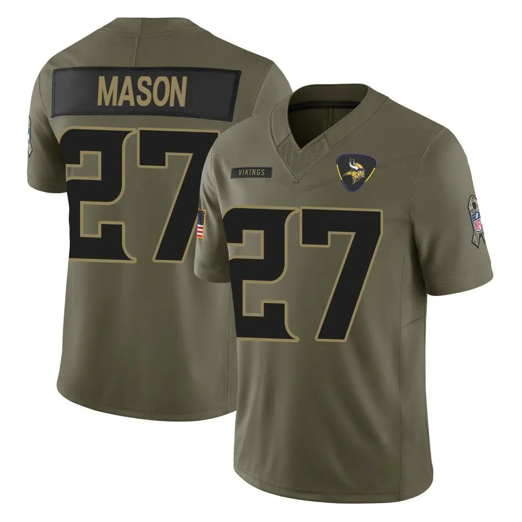 Cooneas MN.Vikings #27 Jordan Mason Player Olive 2025 Salute To Service Limited Game Stitched Jerseys