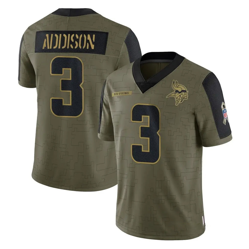 Cooneas MN.Vikings #3 Jordan Addison Player Olive Salute To Service Limited Game Stitched Jerseys