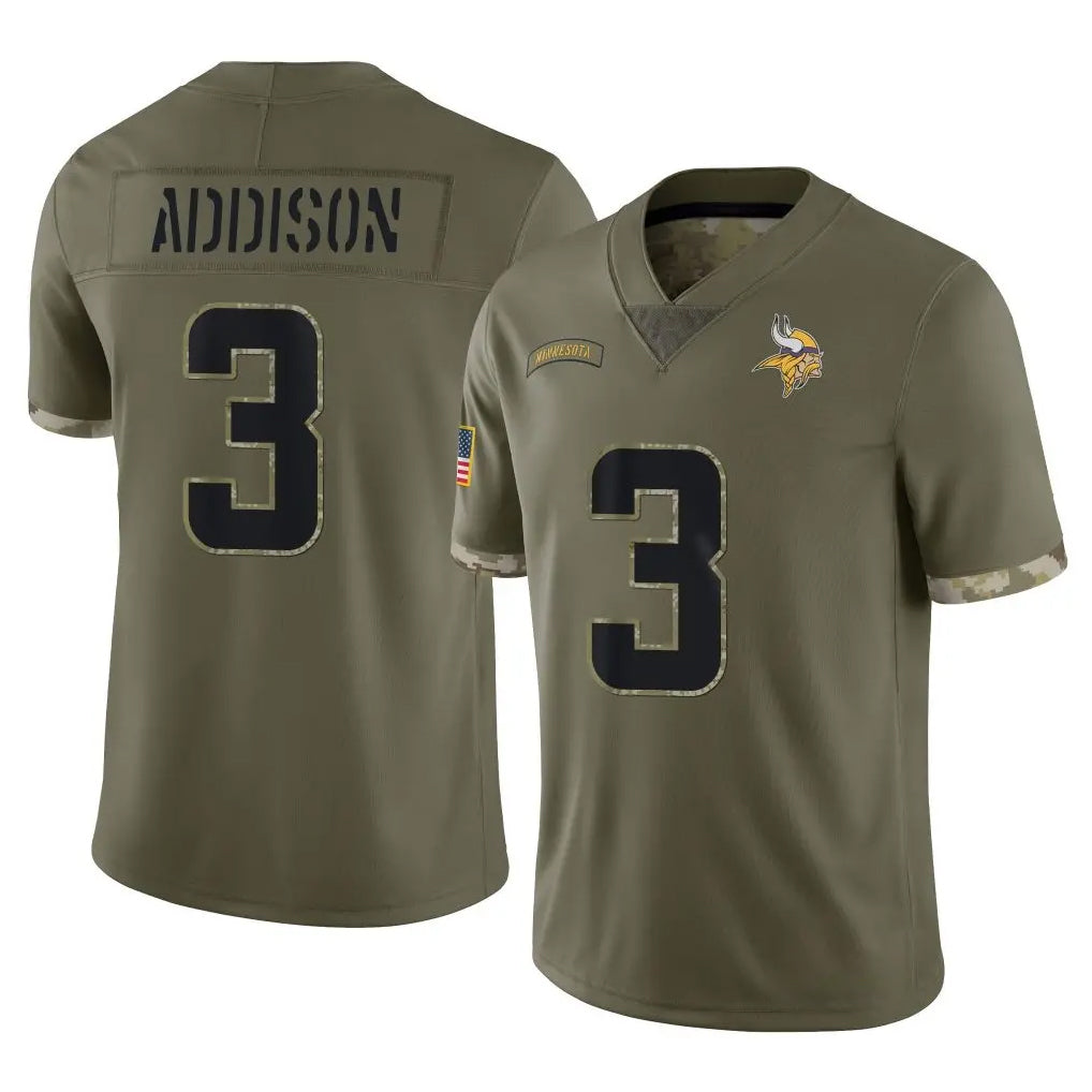 Cooneas MN.Vikings #3 Jordan Addison Player Olive Salute To Service Limited Stitched Jerseys