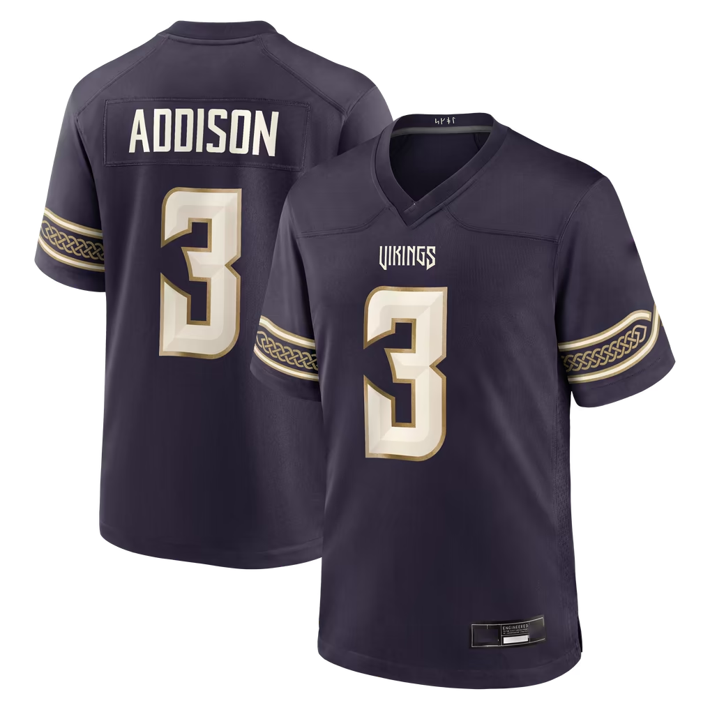 Cooneas MN.Vikings #3 Jordan Addison Purple 2026 Rivalries Collection Game Stitched Jerseys