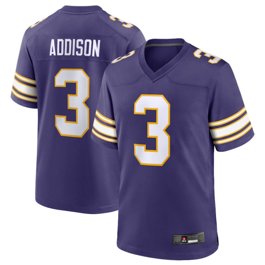 Cooneas MN.Vikings #3 Jordan Addison Purple Classic Player Game American Stitched Jerseys