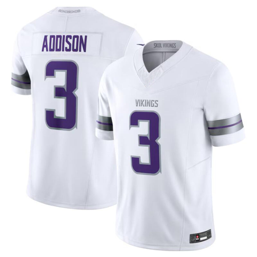 Cooneas MN.Vikings #3 Jordan Addison White Alternate Vapor F.U.S.E. Limited American Stitched Jerseys