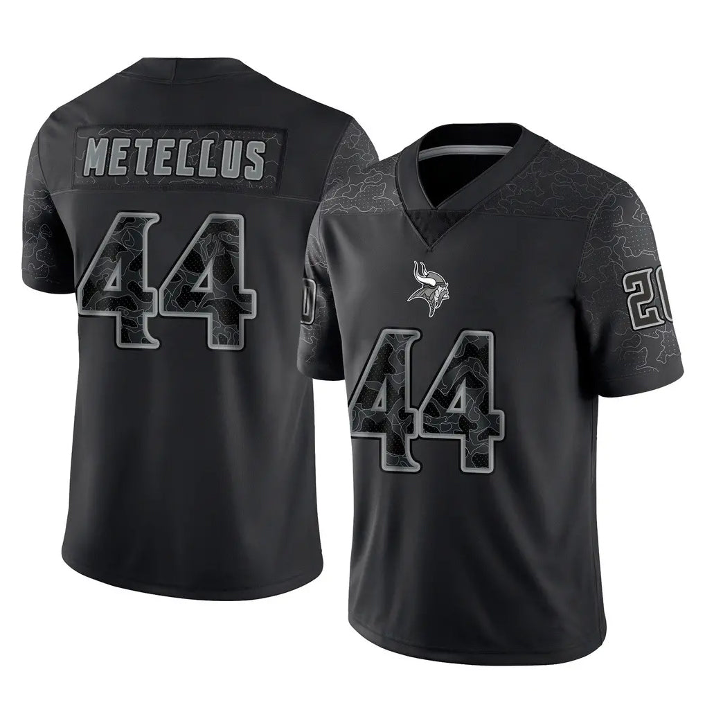 Cooneas MN.Vikings #44 Josh Metellus Player Black Reflective LImited Home Game Stitched Jerseys