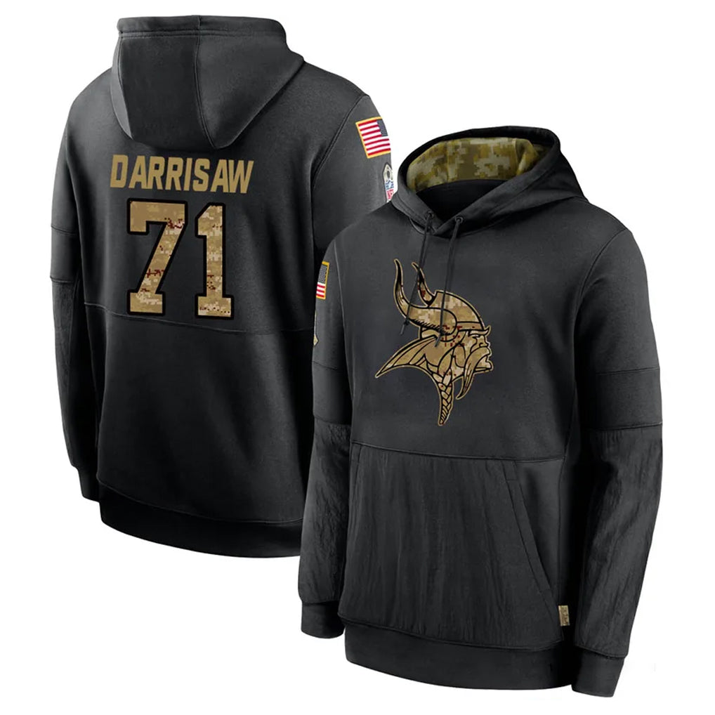Cooneas MN.Vikings #71 Christian Darrisaw Player Black Salute to Service Hoodies Limited Game Stitched Jerseys