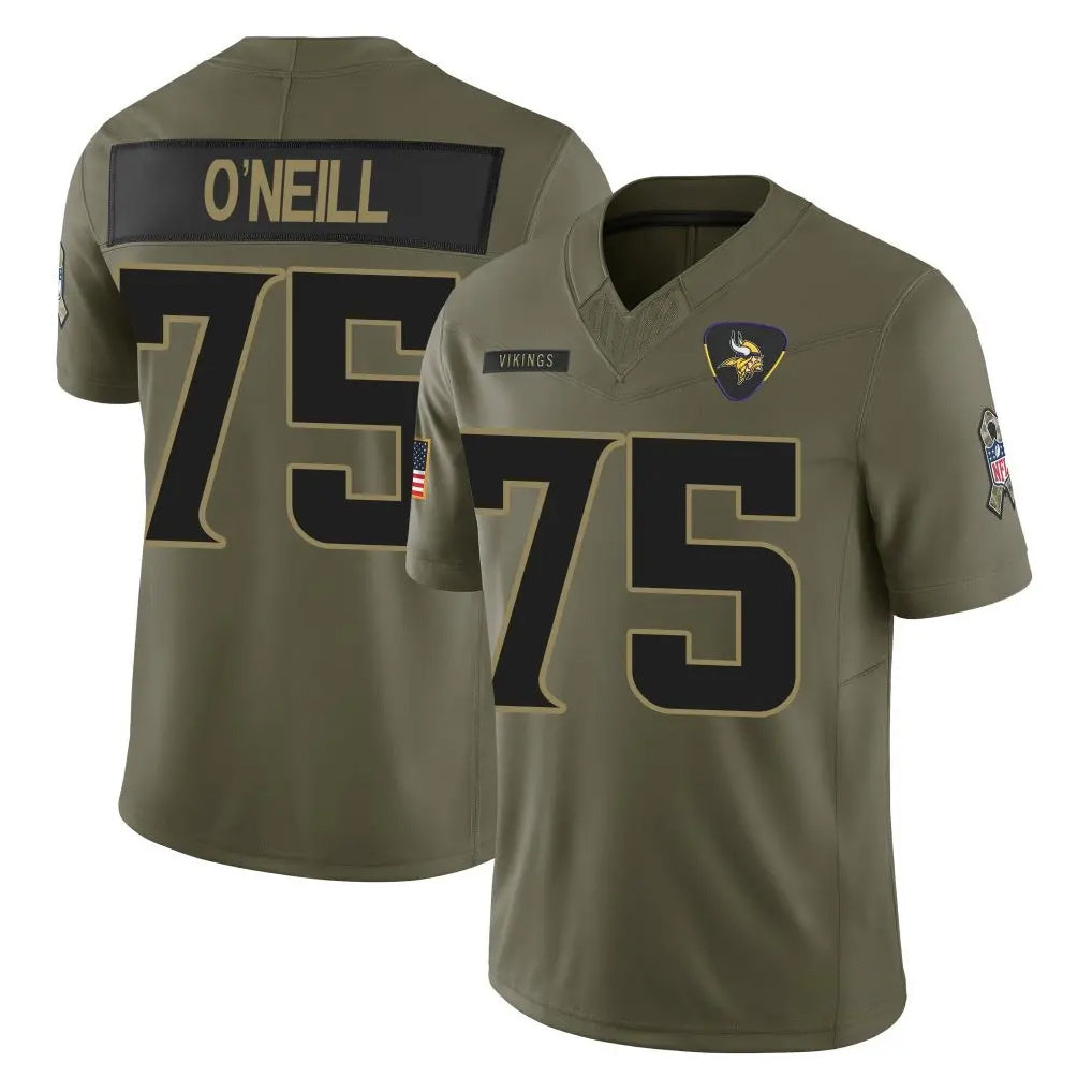 Cooneas MN.Vikings #75 Brian O'Neill Player Olive 2025 Salute To Service Limited Game Stitched Jerseys