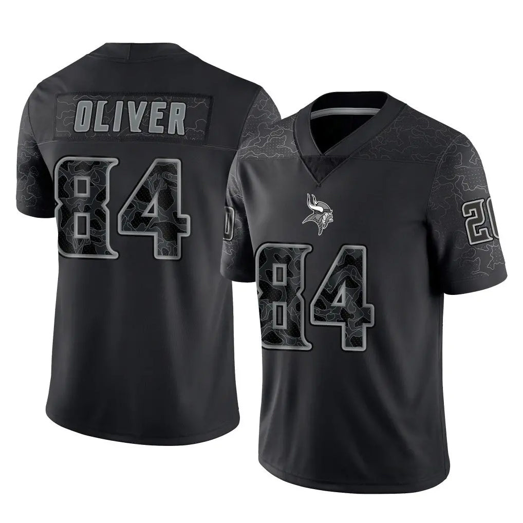 Cooneas MN.Vikings #84 Josh Oliver Player Black Reflective LImited Home Game Stitched Jerseys