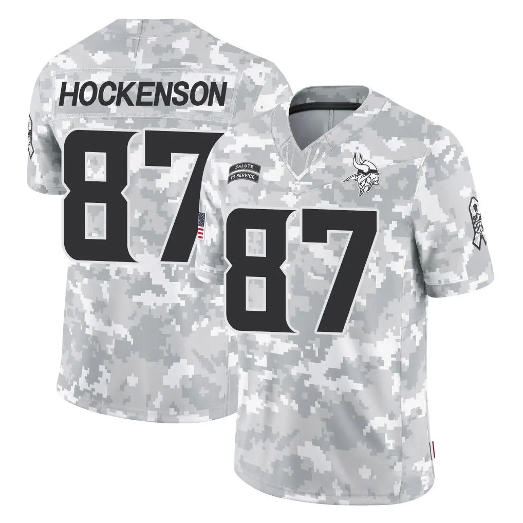 Cooneas MN.Vikings #87 T.J. Hockenson Player Arctic Camo Salute To Service Limited Game Stitched Jerseys
