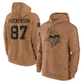 Cooneas MN.Vikings #87 T.J. Hockenson Player Brown Salute to Service Pullover Hoodies Limited Game Stitched Jerseys