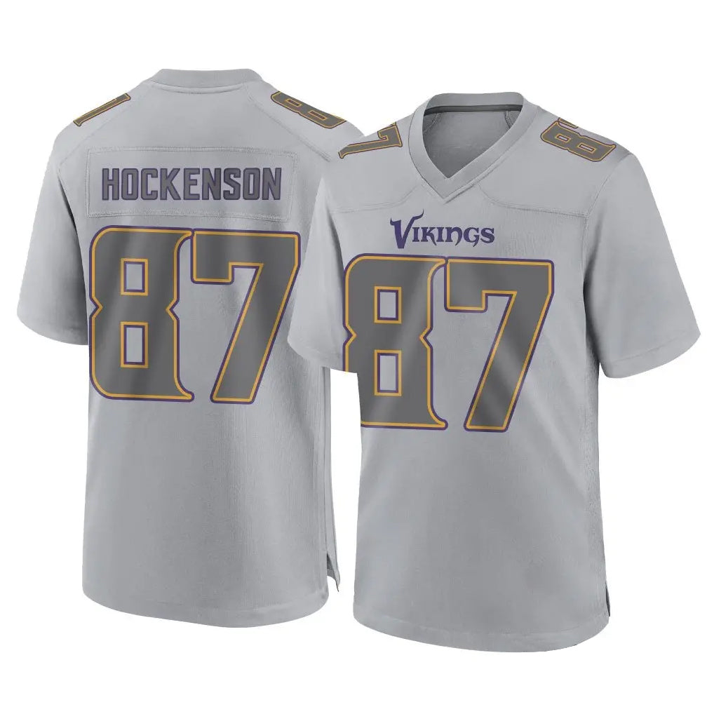 Cooneas MN.Vikings #87 T.J. Hockenson Player Gray Atmosphere Fashion Home Game Stitched Jerseys