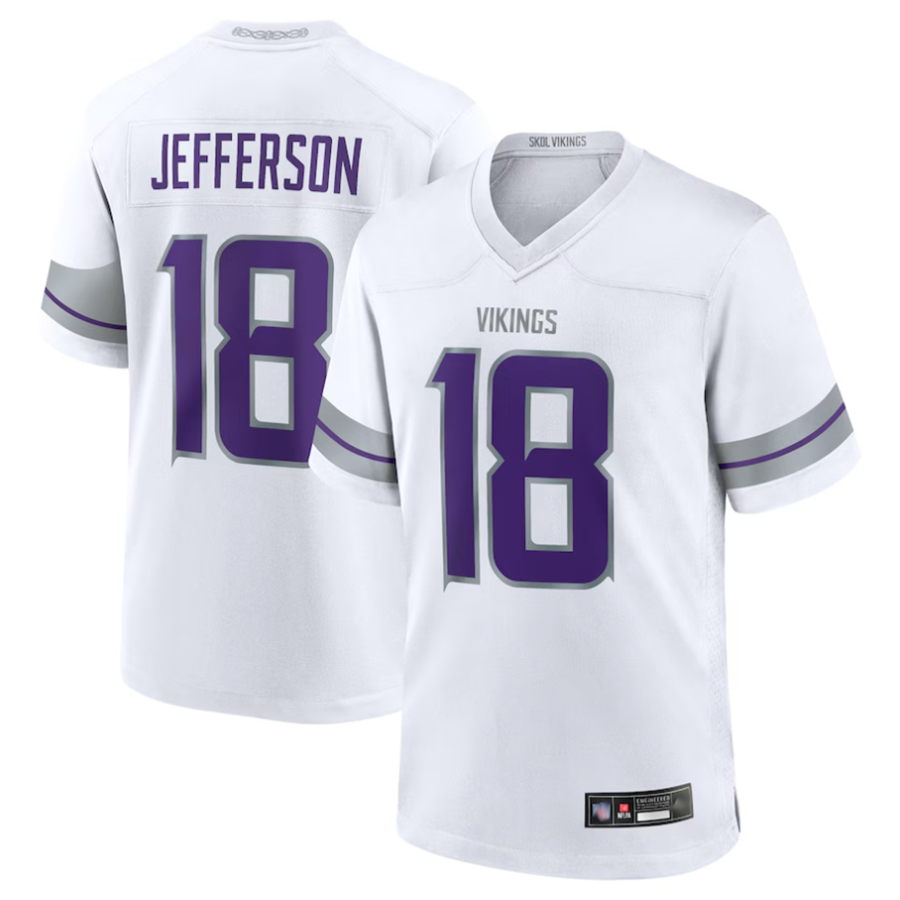 Cooneas MN.Vikings #18 Justin Jefferson Player White Replica Game Stitched Jerseys