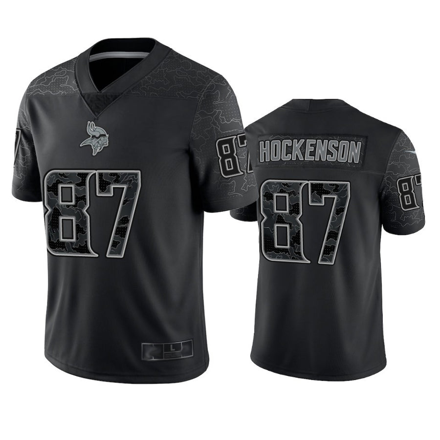 Cooneas MN.Vikings #87 T.J. Hockenson Player Black REFLECTIVE Limited Stitched Jerseys