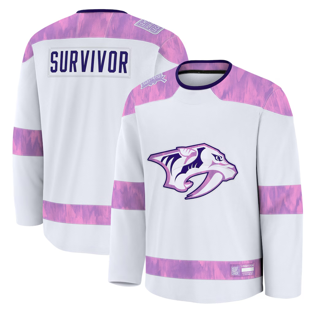 Cooneas N.Predators White Hockey Fights Cancer Survivor Practice Jerseys