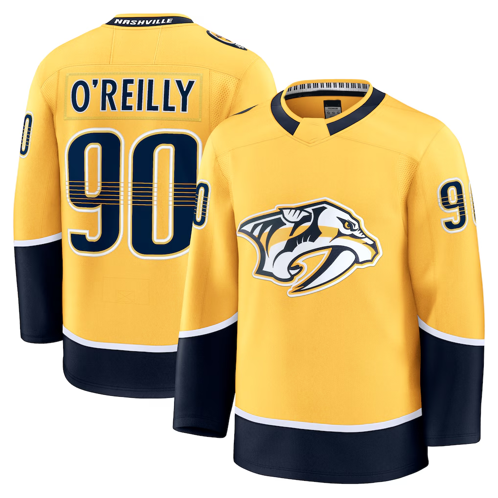Cooneas N.Predators #90 Ryan O'Reilly Yellow Home Premium Jerseys