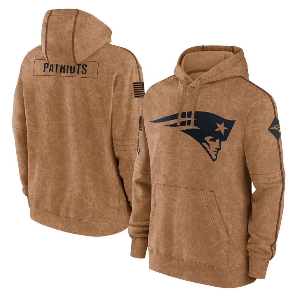 Cooneas NE.Patriots Brown Salute to Service Pullover Hoodies Limited Game Blank Player Stitched Jerseys