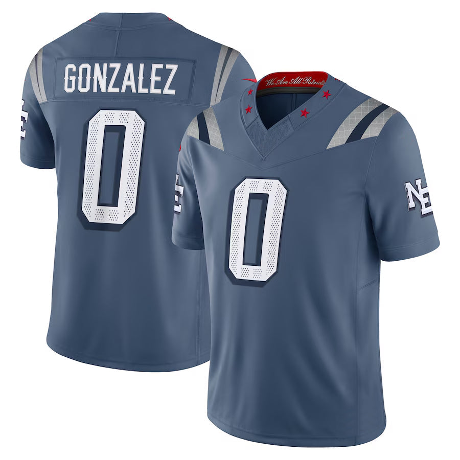 Cooneas NE.Patriots #0 Christian Gonzalez Player Storm Blue Rivalries Collection Limited Stitched Jerseys