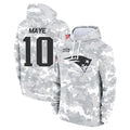 Cooneas NE.Patriots #10 Drake Maye Player Arctic Camo Salute to Service Pullover Hoodies Limited Game Stitched Jerseys