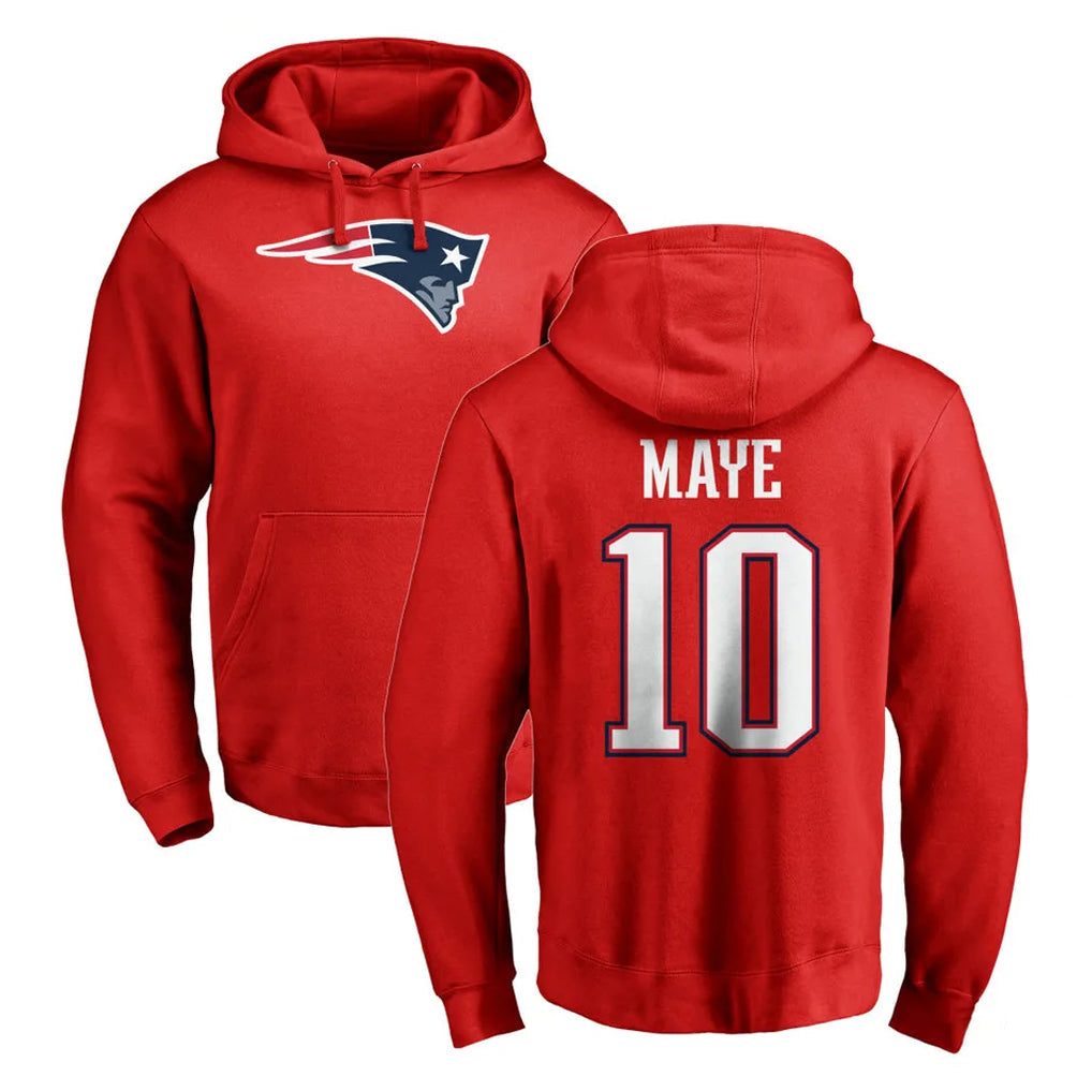 Cooneas NE.Patriots #10 Drake Maye Player Red LOGO Pullover Hoodies Home Game Stitched Jerseys