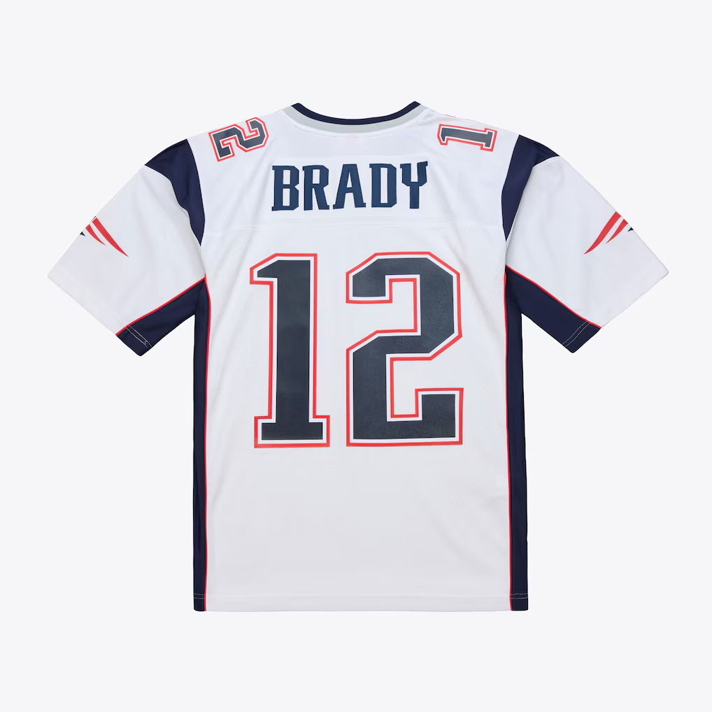 Cooneas NE.Patriots  #12 Tom Brady Mitchell & Ness White 2000 Legacy Replica Jersey Stitched Puhic Game Jerseys