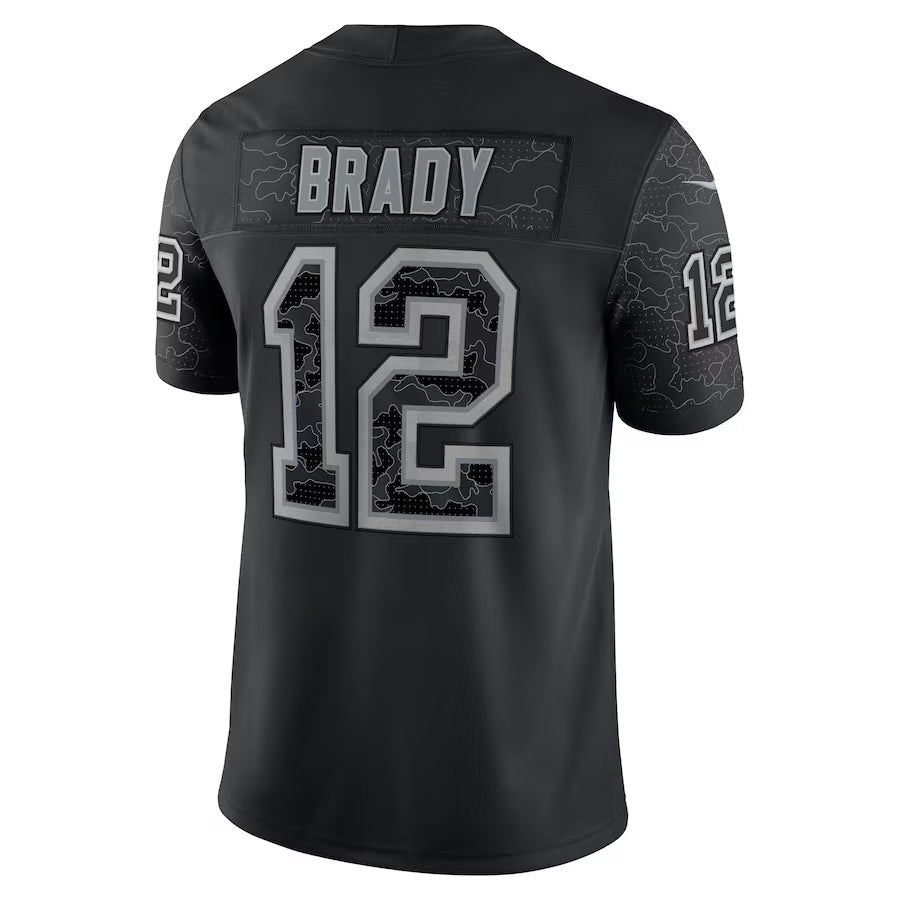 Cooneas NE.Patriots #12 Tom Brady Player Black Reflective Limited Stitched Jerseys
