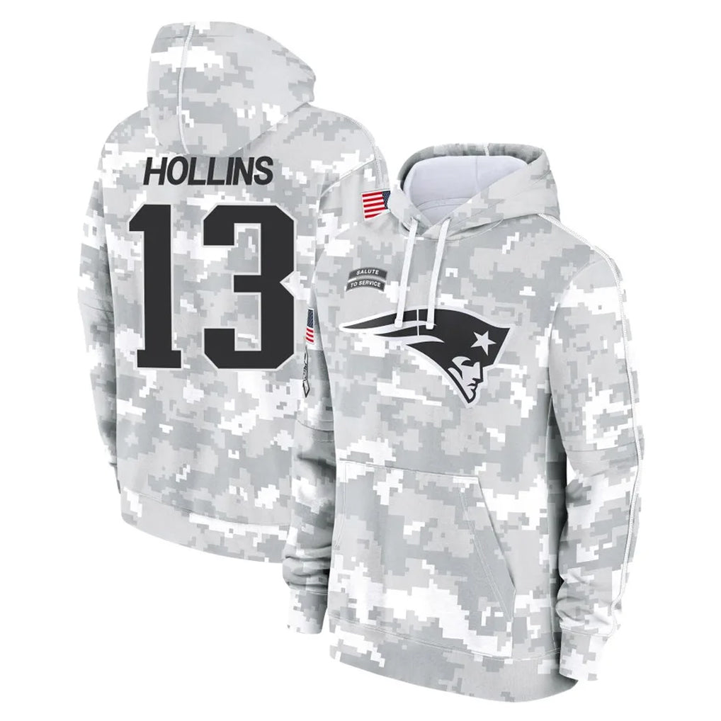 Cooneas NE.Patriots #13 Mack Hollins Player Arctic Camo Salute to Service Pullover Hoodies Limited Game Stitched Jerseys