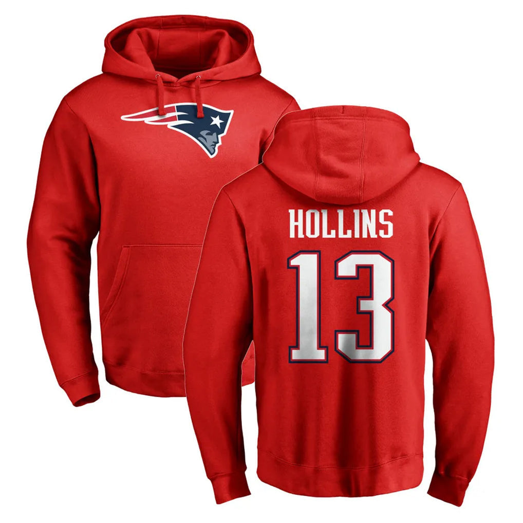 Cooneas NE.Patriots #13 Mack Hollins Player Red LOGO Pullover Hoodies Home Game Stitched Jerseys
