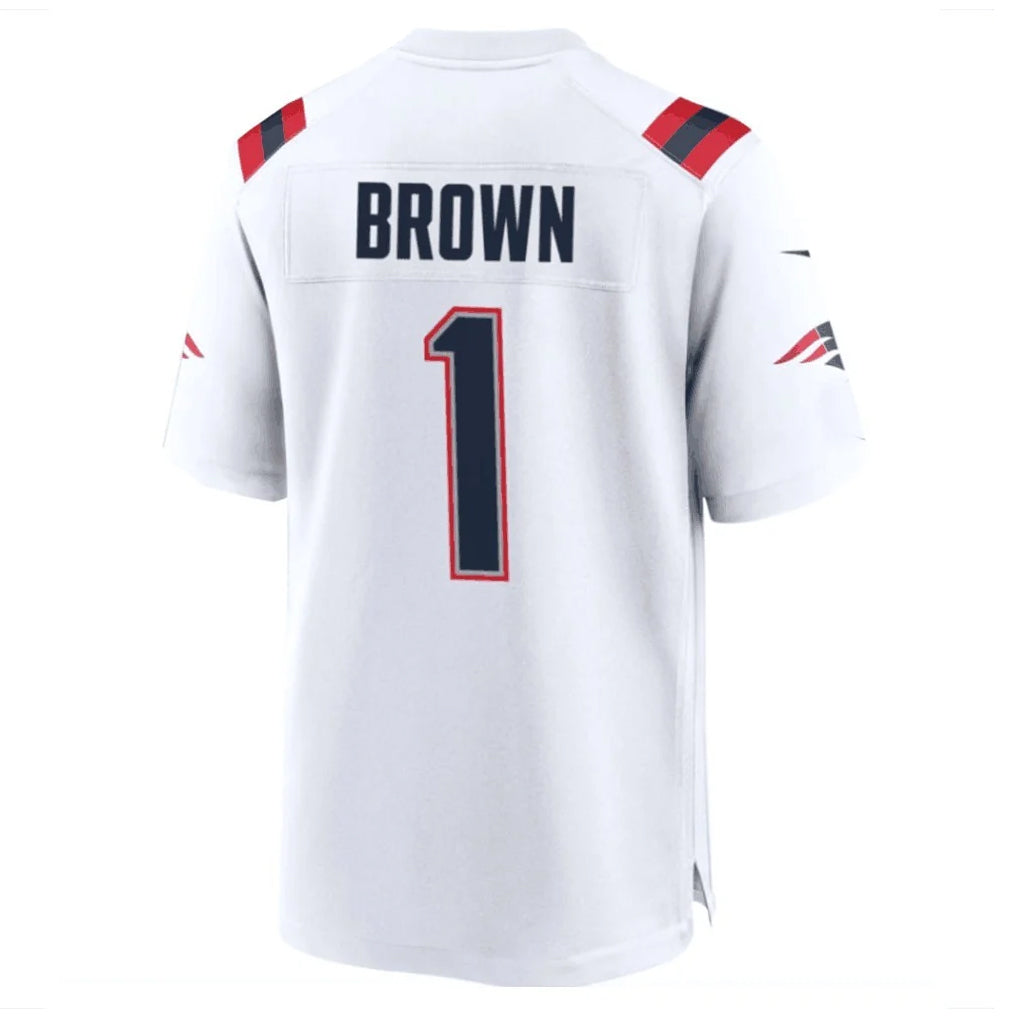 Cooneas NE.Patriots #1 A.J. Brown Player White Home Game Stitched Jerseys