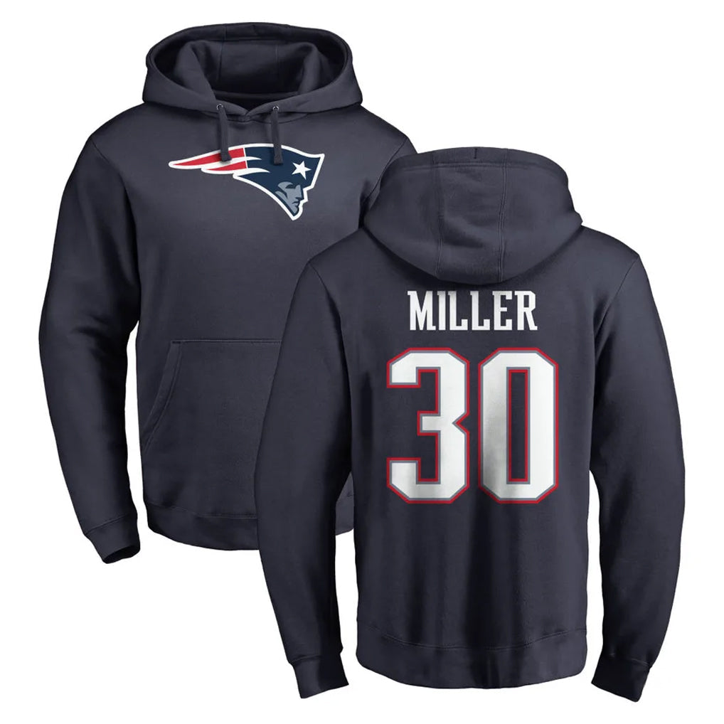 Cooneas NE.Patriots #30 Jam Miller Player Navy LOGO Pullover Hoodies Home Game Stitched Jerseys