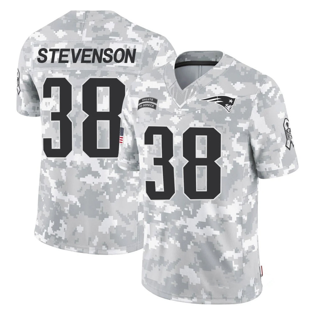 Cooneas NE.Patriots #38 Rhamondre Stevenson Player Arctic Camo Salute To Service Limited Game Stitched Jerseys