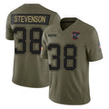 Cooneas NE.Patriots #38 Rhamondre Stevenson Player Olive 2025 Salute To Service Limited Stitched Jerseys