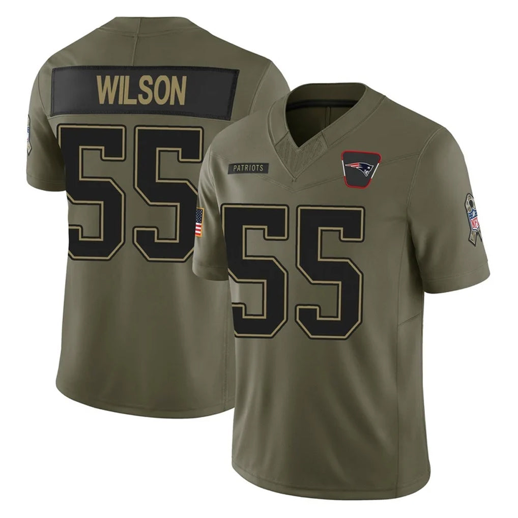 Cooneas NE.Patriots #55 Jared Wilson Player Olive 2025 Salute To Service Limited Stitched Jerseys