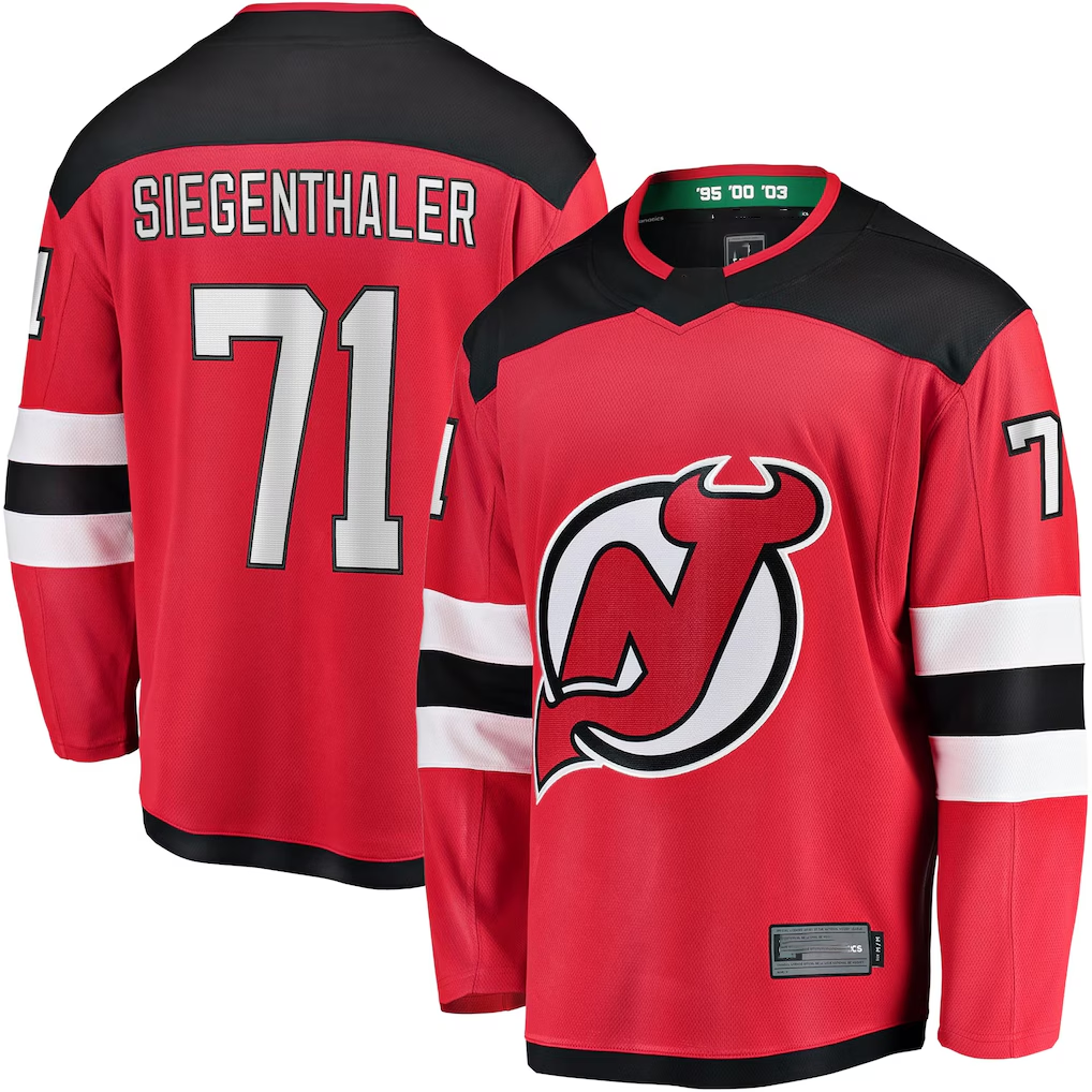 Cooneas N.Jersey Devils #71 Jonas Siegenthaler Red Home Breakaway Player Jerseys