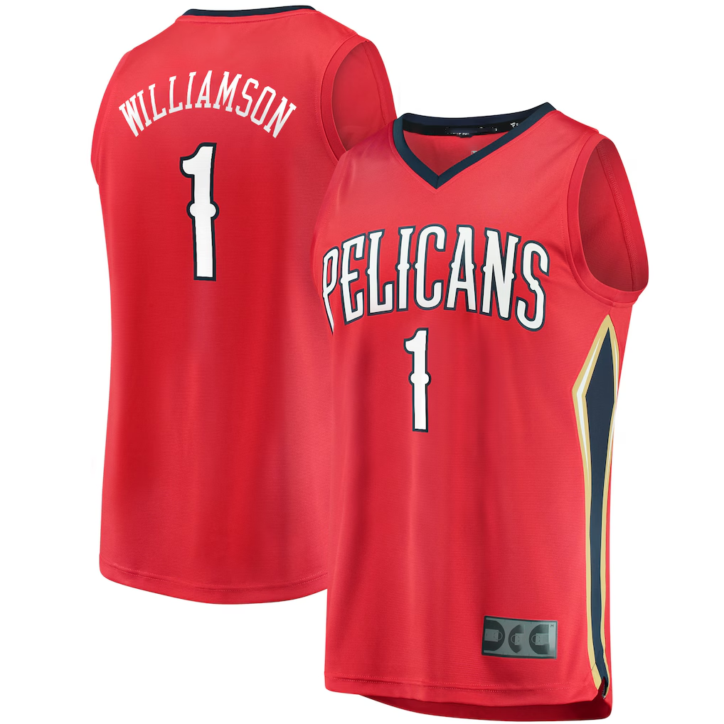 Cooneas NO.Pelicans #1 Zion Williamson Red Replica Fast Break Stitched Jerseys- Statement Edition